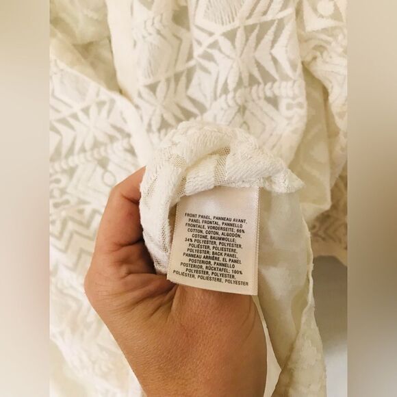 Anthropologie Embroidered Tulle Tunic By Vanessa Virginia, Ivory Top - Picture 6 of 7